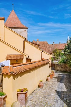 Street in Old Town of Sighisoara, Romania