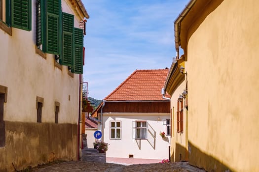 Street in Medieval Town of Sighisoara, Romania