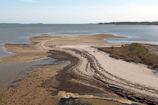 Colorful Sand Spit at Low Tide in Assategue Island in Maryland