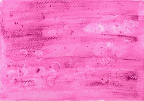 With color pencils hand paintet watercolor wash background in purple with bubbles print