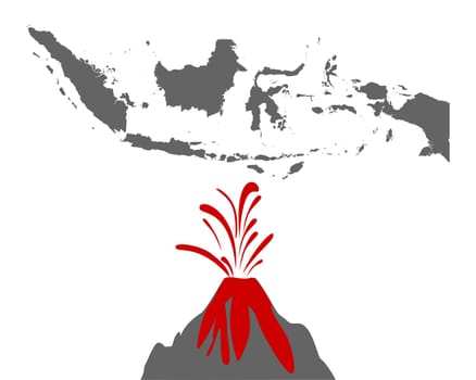 Karte von Indonesien mit Vulkan