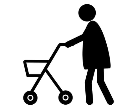 Alte Frau mit Rollator unterwegs