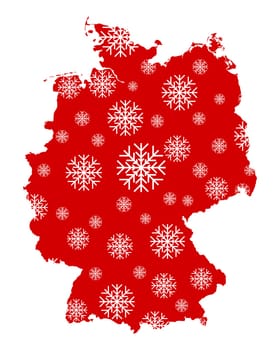 Map of Germany with snowflakes