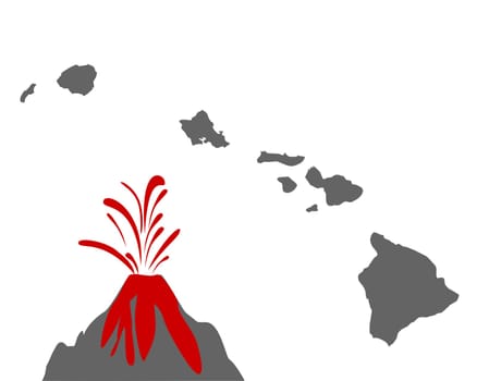 Karte von Hawaii mit Vulkan
