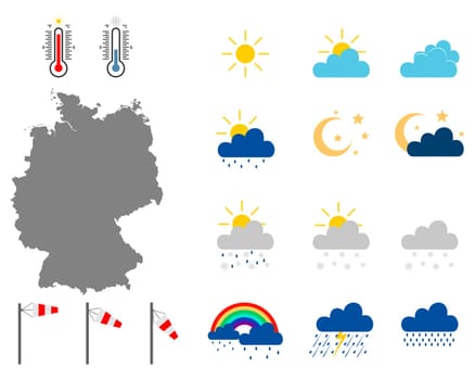 Karte von Deutschland mit Wettersymbolen