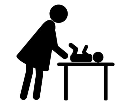 Mutter mit Baby am Wickeltisch