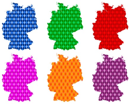 Karten von Deutschland mit farbigen Rauten