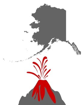 Karte von Alaska mit Vulkan
