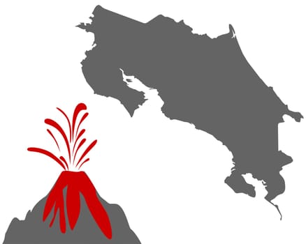 Karte von Costa Rica mit Vulkan