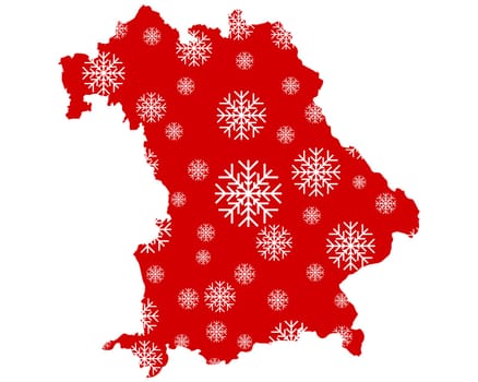 Map of Bavaria with snowflakes