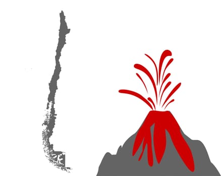 Karte von Chile mit Vulkan
