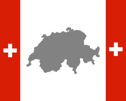 Fahne der Schweiz und Landkarte