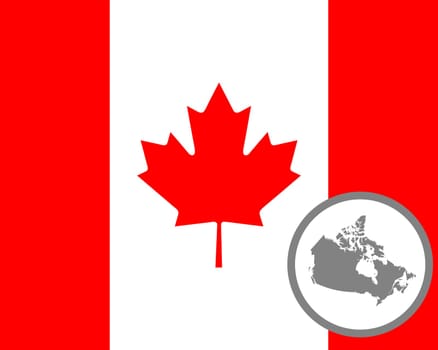 Canadian flag and map