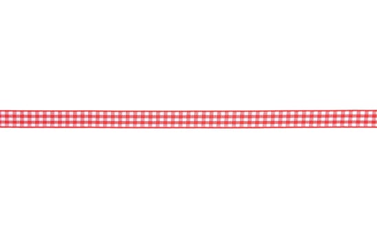 Red-white checked ribbon on white