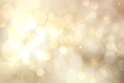 A festive abstract delicate golden yellow gradient background texture with glitter defocused sparkle bokeh circles. Card concept for Happy New Year, party invitation, valentine or other holidays.