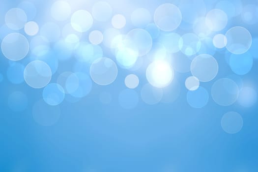 Abstract blurred fresh vivid spring summer light delicate pastel blue white bokeh background texture with bright circular soft color lights. Card concept. Beautiful backdrop illustration.