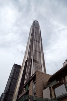 Skyscrapers in Shenzhen, China against a cloudy sky , modern building