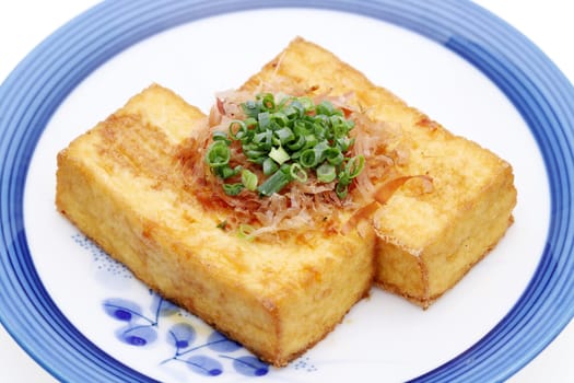 Japanese food, Age tofu cuisine on white background