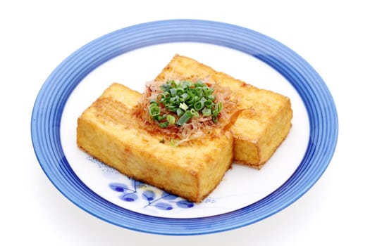 Japanese food, Age tofu cuisine on white background
