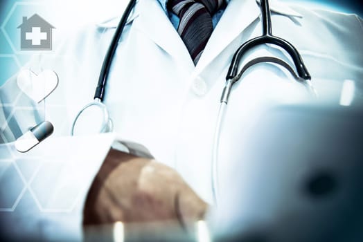 Man doctor with a black stethoscope