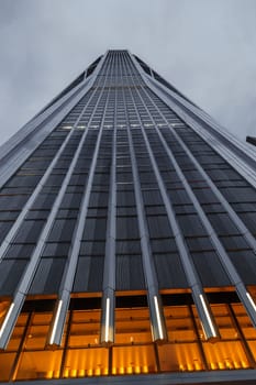 low angle view of skyscrapers in Shenzhen,China , To shoot the modern urban architecture in twilight