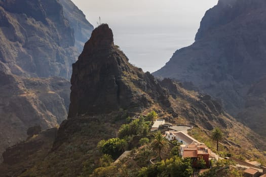 famous village Masca in rural place at high altitude on mountain in Tenerife, Spain