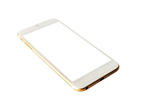Smart phone white screen isolated on white background
