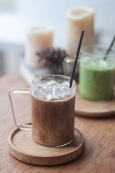 Iced coffee in coffee shop, stock photo