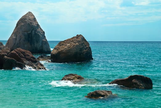 Beautiful sea landscape, shore and rocks