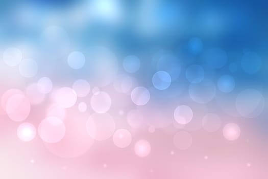 Abstract blurred vivid spring summer light delicate pastel pink blue bokeh background texture with bright soft color circles and glowing stars. Card concept. Beautiful backdrop illustration.