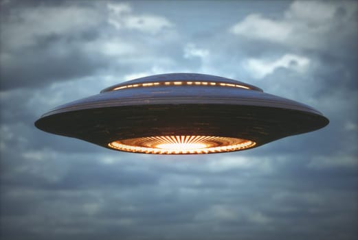 Unidentified flying object. Unidentified object with retro style, old design.
