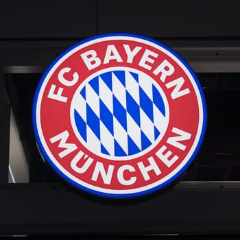MUENCHEN, GERMANY - CIRCA AUGUST 2019: FC Bayern sign