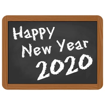 greetings on school slate with text Happy New Year 2020