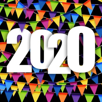 background with colored garlands for New Year party 2020