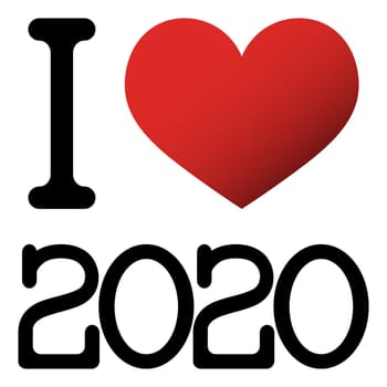 I love 2020 new year greetings with red heart
