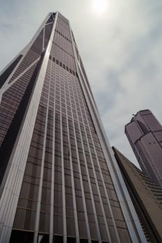 Gray skyscraper bottom view, Shenzhen, China