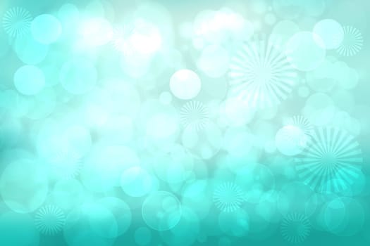 Abstract blurred fresh vivid spring summer light delicate pastel turquoise bokeh background texture with bright circular soft color lights. Card concept. Beautiful backdrop illustration.