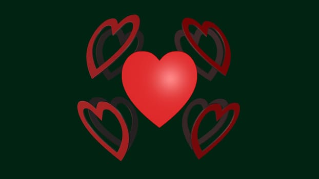 The 3d rendering of Love Hearts, Heart icon with nice background