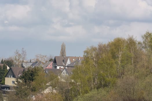 Panoramic shot, skyline of the city of Velbert.with sights