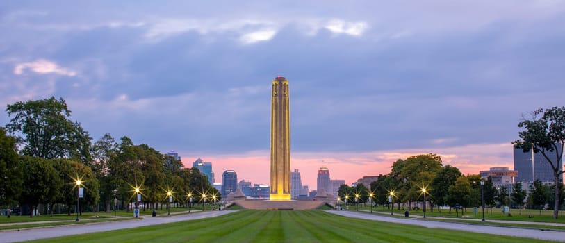 Kansas City in the state of Missouri, United States of America, Skyline as seen from the National World War One Memorial