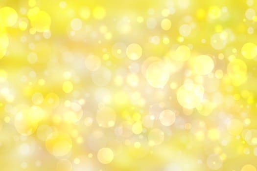 A festive abstract delicate golden yellow gradient background texture with glitter defocused sparkle bokeh circles. Card concept for Happy New Year, party invitation, valentine or other holidays.