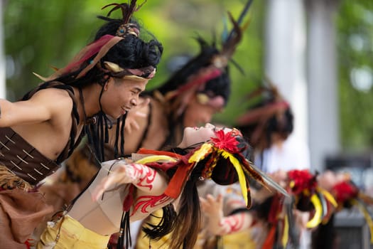 Columbus, Ohio, USA - May 26, 2019: Columbus Asian Festival, Franklin Park, Chinese Dancers wearing traditional clothing performing traditional dances.