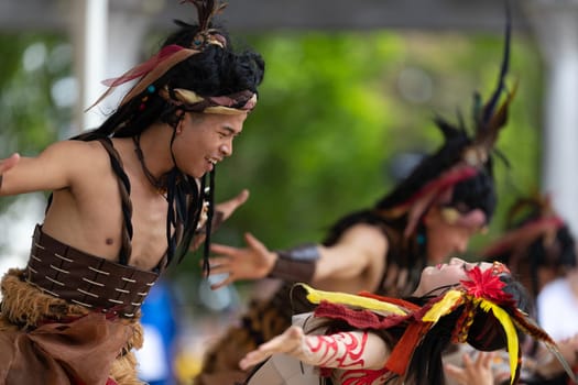 Columbus, Ohio, USA - May 26, 2019: Columbus Asian Festival, Franklin Park, Chinese Dancers wearing traditional clothing performing traditional dances.