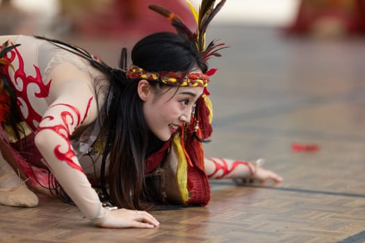 Columbus, Ohio, USA - May 26, 2019: Columbus Asian Festival, Franklin Park, Chinese Dancers wearing traditional clothing performing traditional dances.