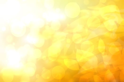 Abstract autumn gradient gold yellow pink bright background texture with leaves and sun lights. Indian summer. Card design with space. Beautiful backdrop.