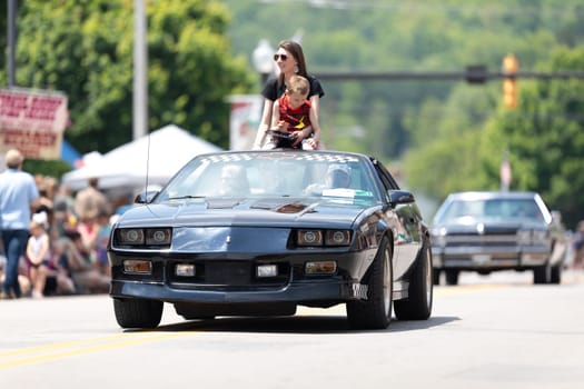 Buckhannon, West Virginia, USA - May 18, 2019: Strawberry Festival, Chevrolet, Camaro, classic car, going down main street during the parade