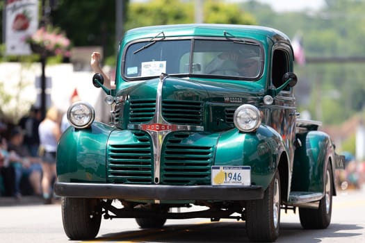 Buckhannon, West Virginia, USA - May 18, 2019: Strawberry Festival, Old Classic Truck, Dodge Magnum V8, being driven along Main Street during the parade