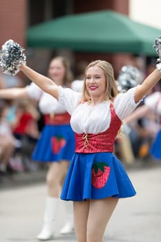 Buckhannon, West Virginia, USA - May 18, 2019: Strawberry Festival, Members of the Buckhannon-Upshur High School Band, performing during the parade