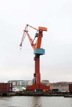 one big crane in Gothenburgs harbour one of the last