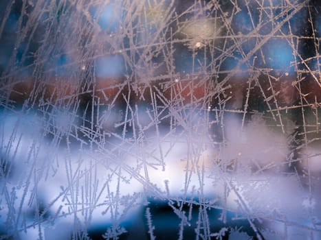 Frost abstract background in cold winted day